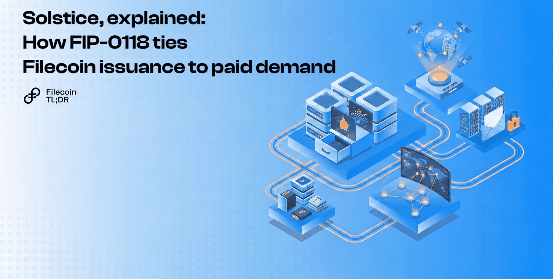 Illustration of: Solstice, explained: How FIP-0118 ties Filecoin issuance to paid demand
